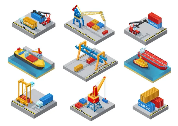 İzometrik liman öğeleri kümesi