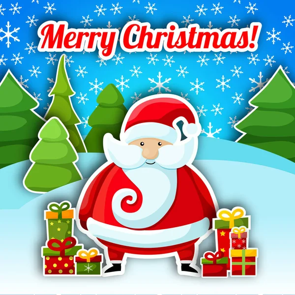 Santa Claus Christmas Postcard — Stock Vector