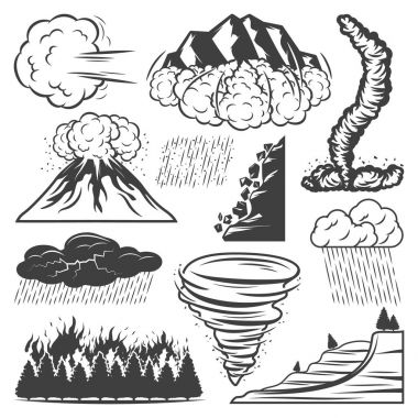 Vintage Natural Disasters Collection clipart