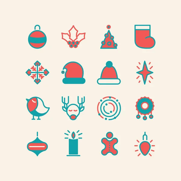 Set Of Christmas Design Stylish Decorative Icons — Stock Vector