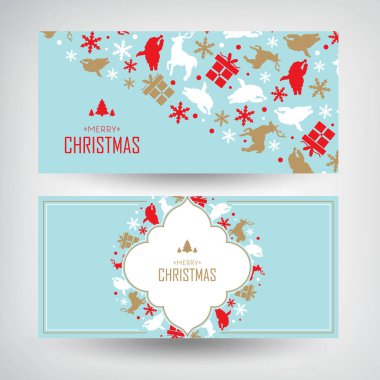 İki Noel afiş kümesi vektör