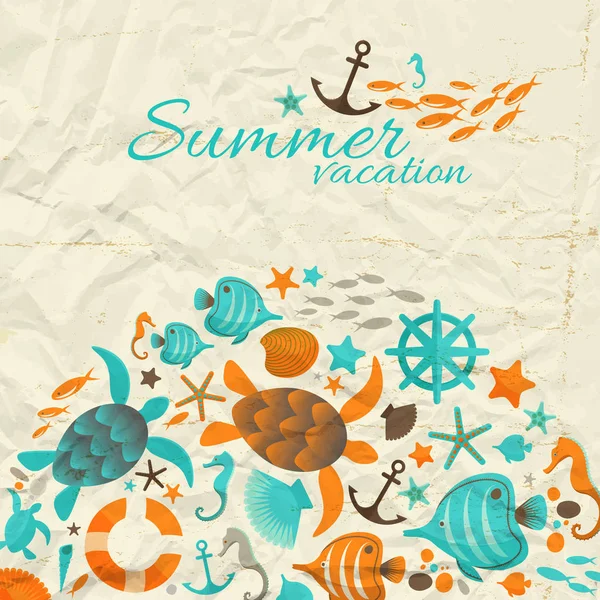 Летние каникулы сморщенные бумага фон — стоковый вектор