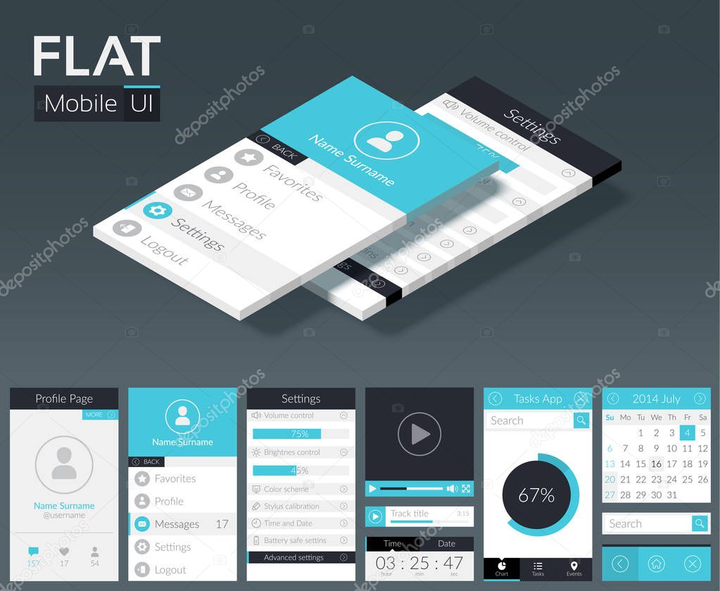 Flat UI Mobile Design Template