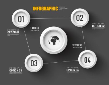 Küresel takım çalışması Infographic siyah şablon