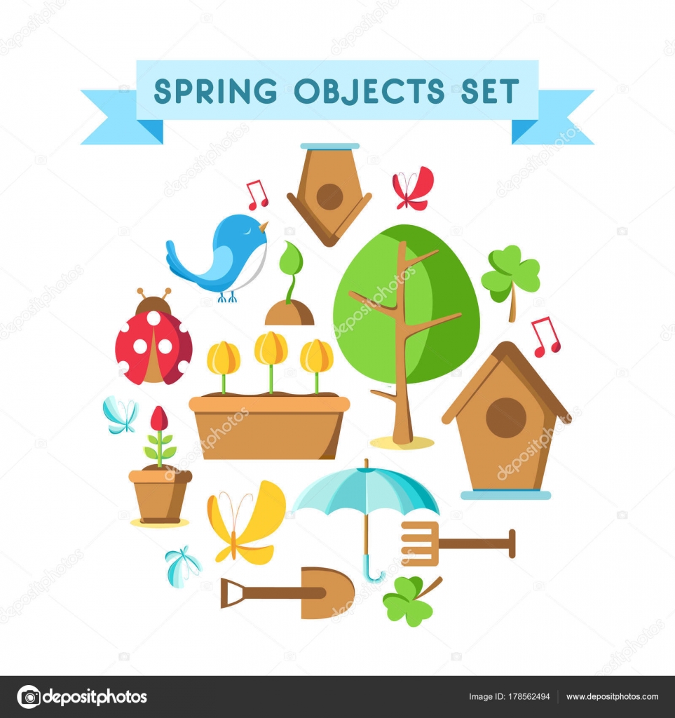 Design Spring Objects Set Poster Stock Illustration by ©Mogil #178562494