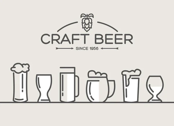 Colección de vasos de cerveza conjunto — Archivo Imágenes Vectoriales