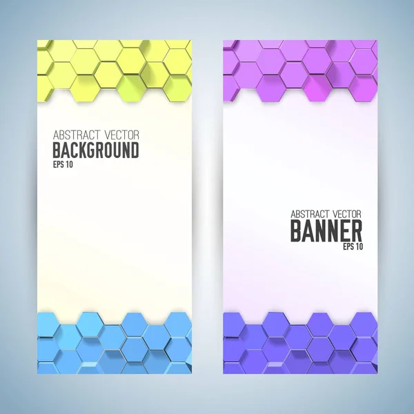 Banners verticales con hexágonos coloridos — Vector de stock
