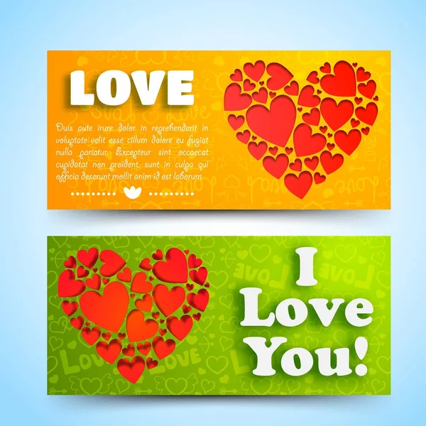 Valentines Day Horizontal Banners — Stock Vector