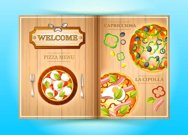 Kleurrijke Pizza Menu Brochure — Stockvector