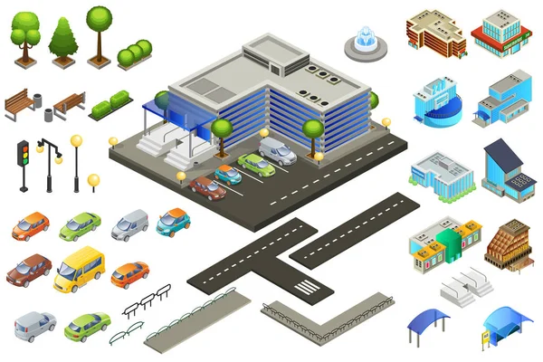 ชุดองค์ประกอบซุปเปอร์มาร์เก็ต Isometric — ภาพเวกเตอร์สต็อก