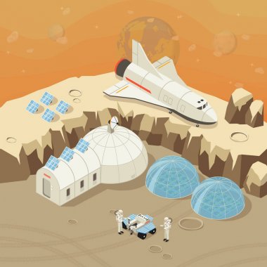 Isometric Planet Exploration And Colonization Concept clipart