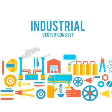Endüstriyel vektör renkli Dekoratif simgeler kümesi