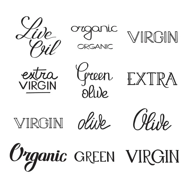 Sammlung von Olivenöl-Typografie — Stockvektor