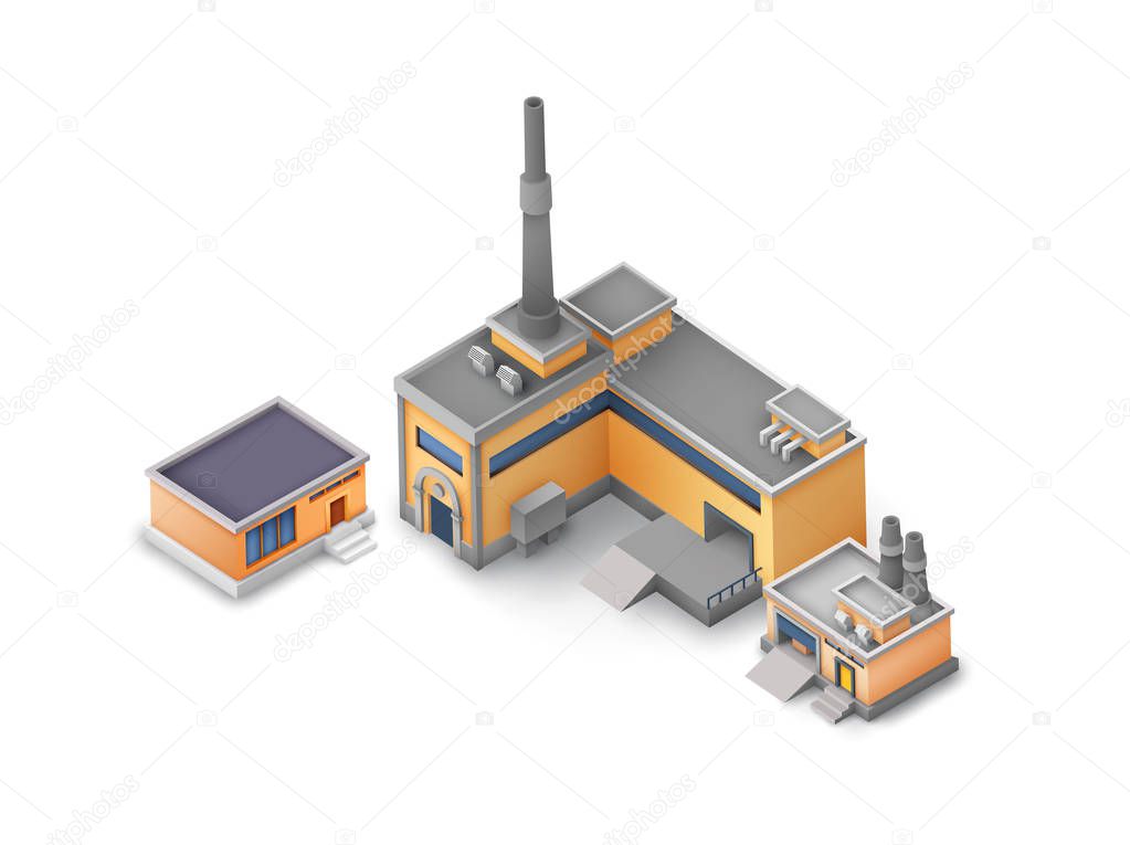 Isometric Industrial Buildings Set