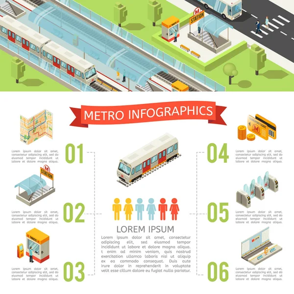 Koncepcja izometryczny metra Infografika — Wektor stockowy