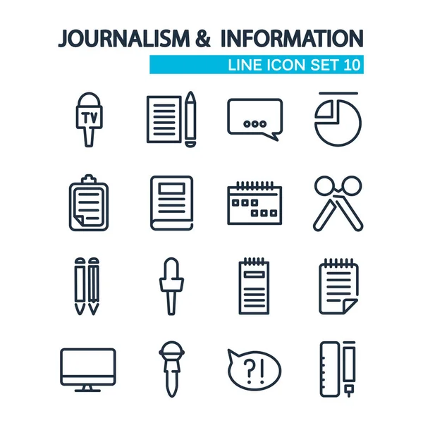 Line Journalistic Icons Collection — Stock Vector