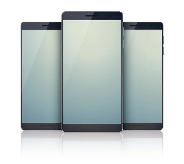 Trio conjunto de coleção Smartphones realista —  Vetores de Stock