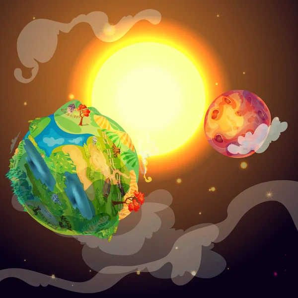 Karikatur bunte Erde Planet Vorlage — Stockvektor