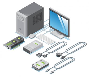 Isometric Computer Parts Collection clipart