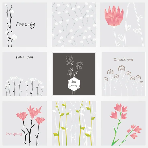 Αφηρημένη πολυγωνικό Floral φυσικό κάρτες — Διανυσματικό Αρχείο