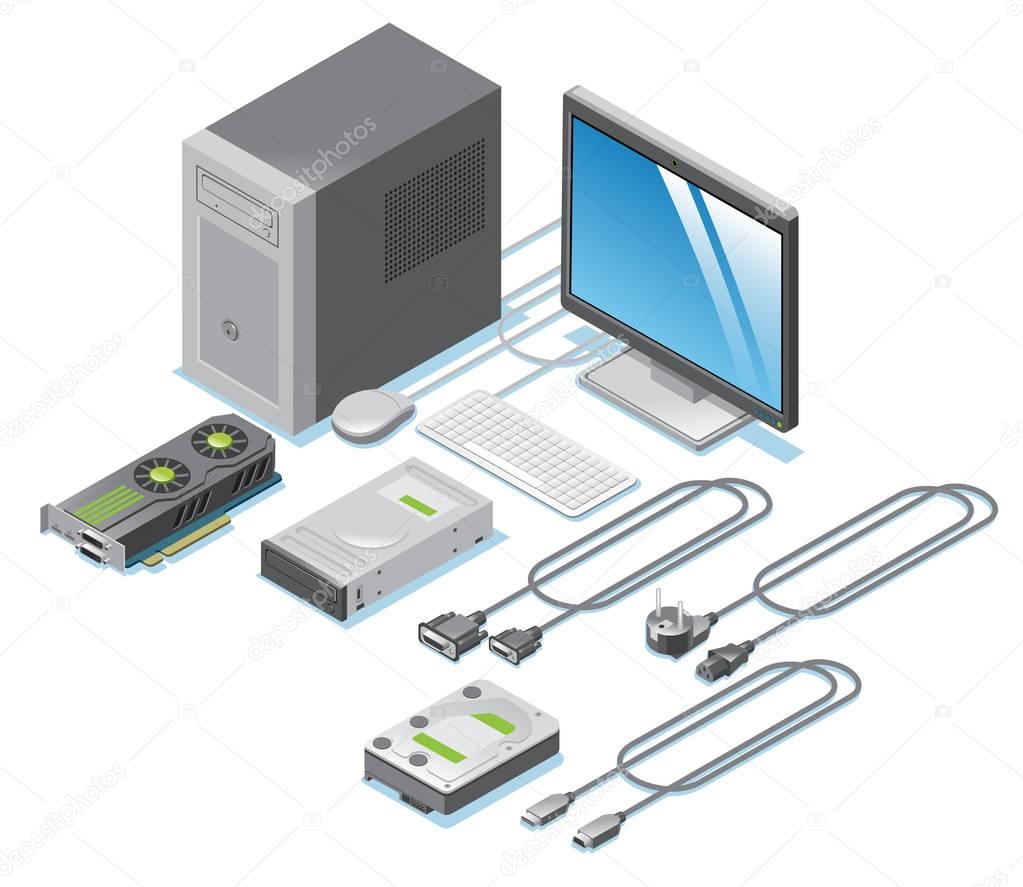 Isometric Computer Parts Collection