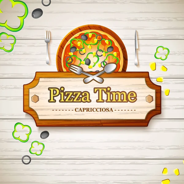 Sabroso italiano Pizza Capricciosa Fondo — Vector de stock