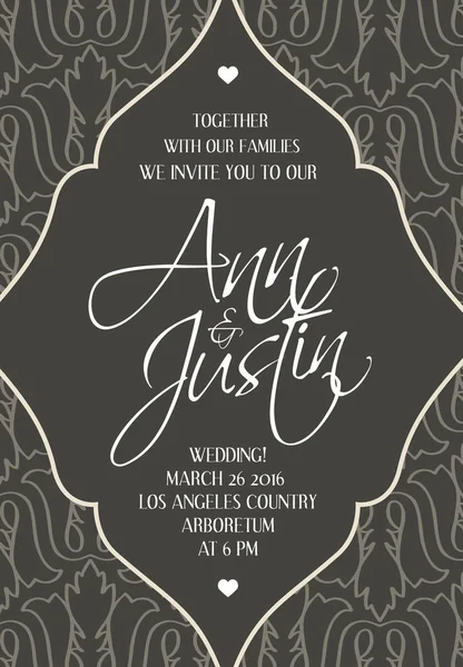 Carte d'invitation design moderne de mariage gris et blanc — Image vectorielle