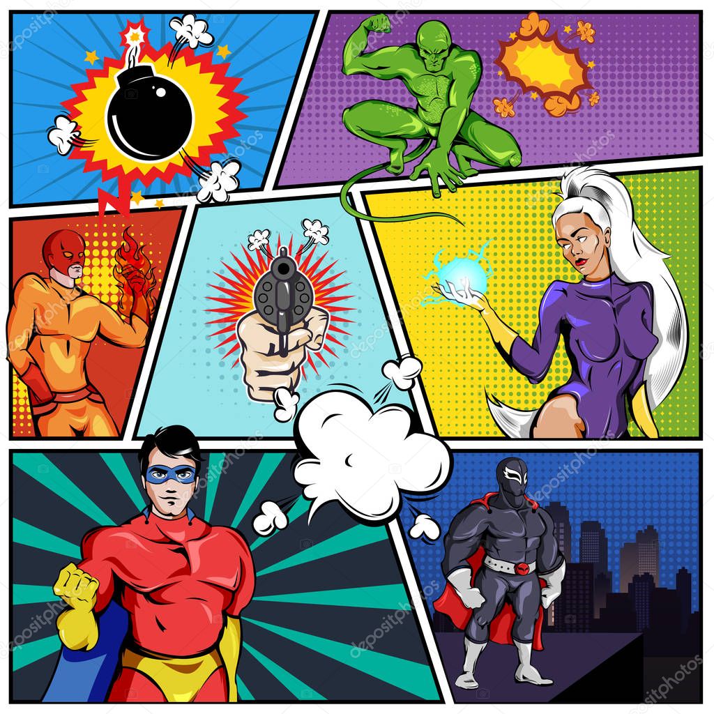 Superheroes Comic Page Template