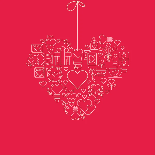 Garland Heart Template Sketch Poster — Stock Vector