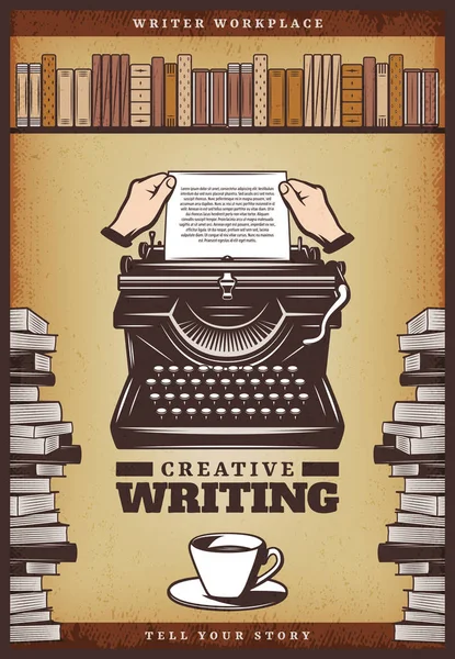 Vintage Colored Writer Poster — Stock Vector