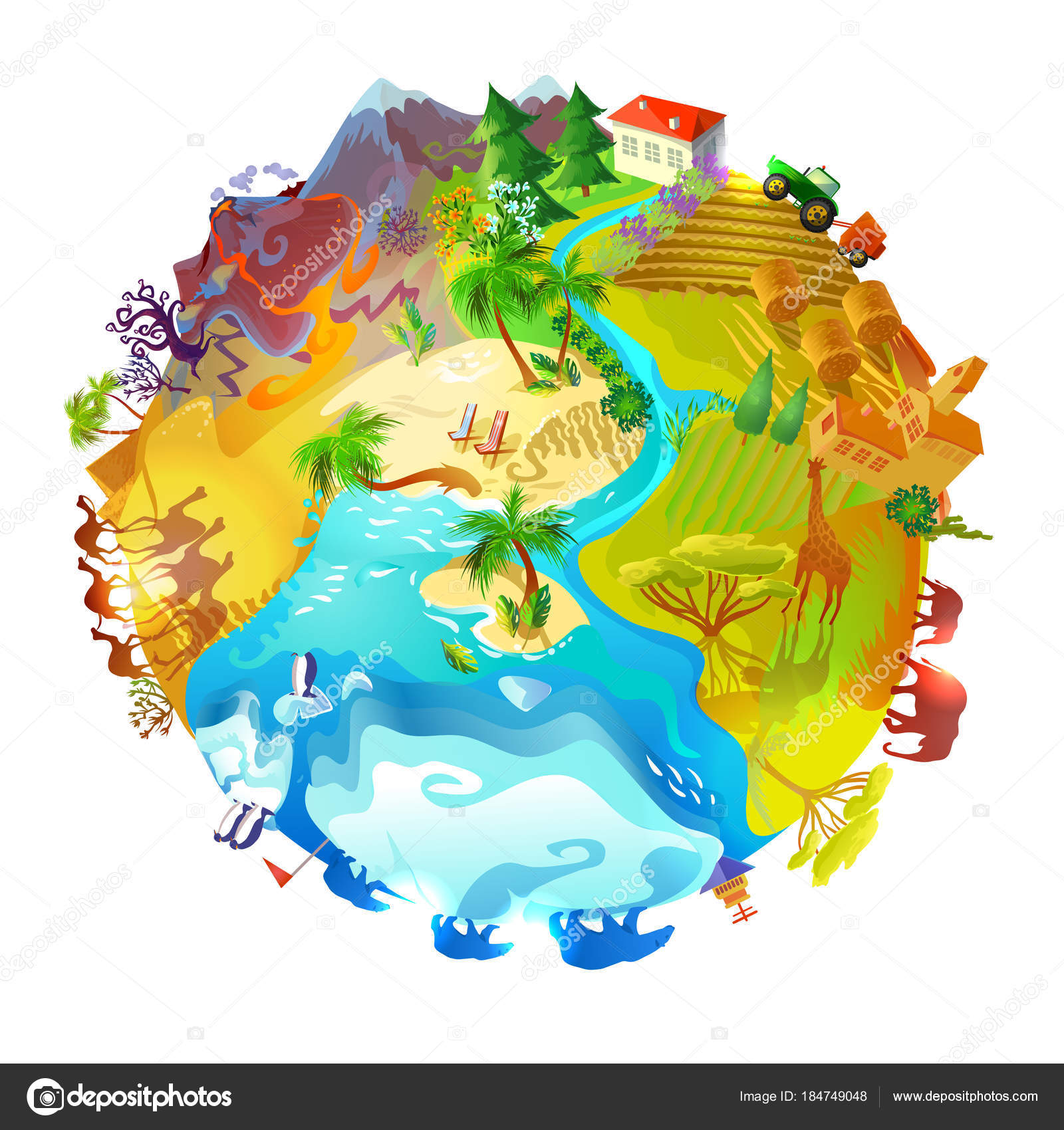 Dibujos animados Tierra Planeta Naturaleza Concepto Imagen Vectorial de © Mogil #184749048 ...
