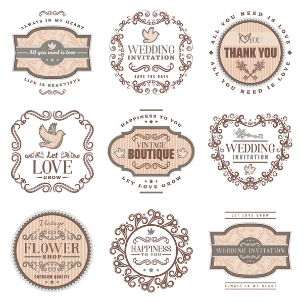 Set de etiquetas románticas vintage — Vector de stock