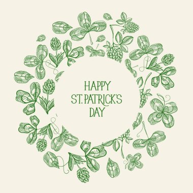 Vintage St Patricks günü yeşil şablon