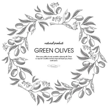 Daire çelenk çilek kroki kompozisyon dekore edilmiştir.