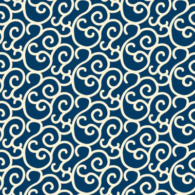 Beyaz girdap dalları ile mavi Seamless Modeli 