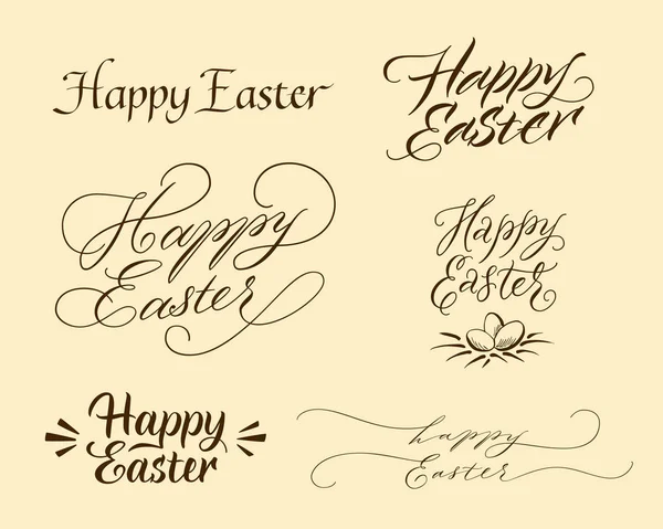 Kalligrafikus Boldog húsvéti feliratok beállítása — Stock Vector