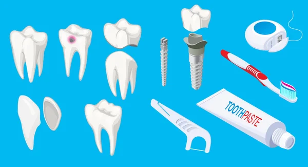 Ізометричний набір стоматологічних елементів — стоковий вектор