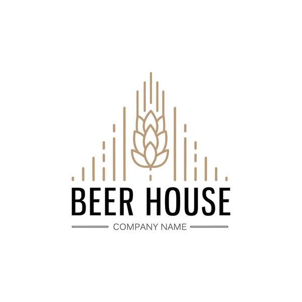 Plantilla de logotipo de la casa de cerveza dibujada a mano — Archivo Imágenes Vectoriales