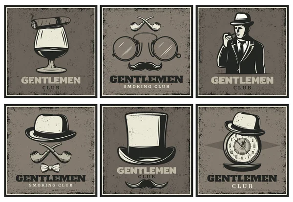 Vintage Gentleman Club Brochuras — Vetor de Stock