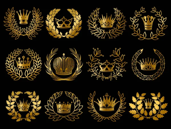 Superbe set de couronnes d'or — Image vectorielle
