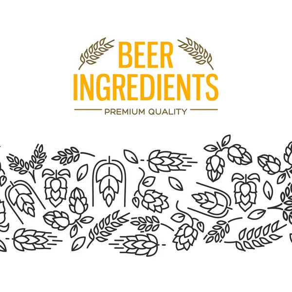 Tarjeta de diseño de ingredientes de cerveza — Archivo Imágenes Vectoriales