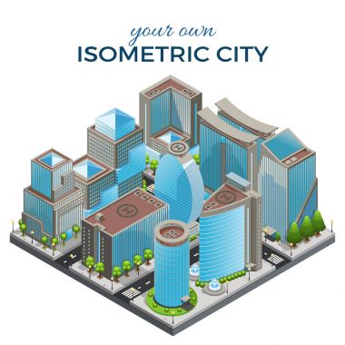 İzometrik Modern Cityscape şablonu