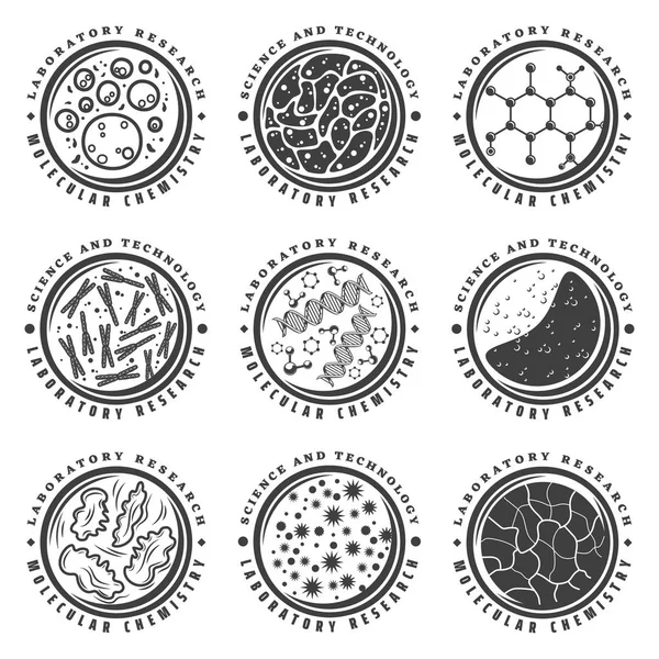 老式单色分子标签集 — 图库矢量图片