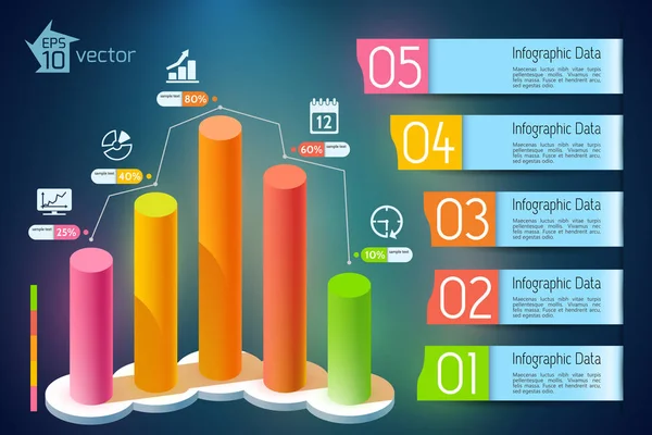 Infográficos de crescimento de negócios — Vetor de Stock