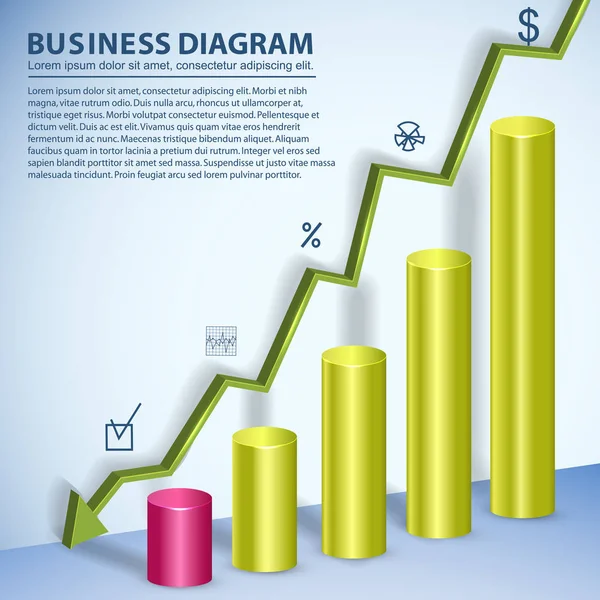 Modelo de diagrama de negócios com campos de texto —  Vetores de Stock