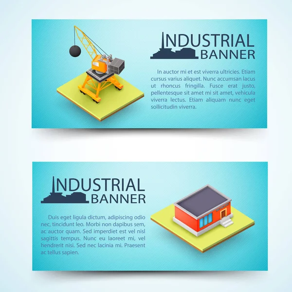 Bannières d'installations industrielles et de machines de construction — Image vectorielle