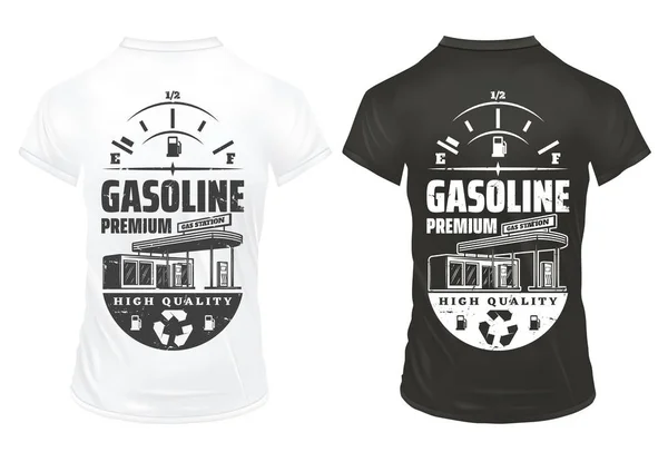 Vintage gasolina impresiones en camisas conjunto — Archivo Imágenes Vectoriales