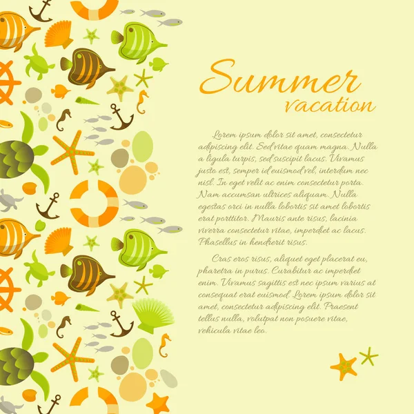 Sommer Hintergrund mit Text über Urlaub — Stockvektor