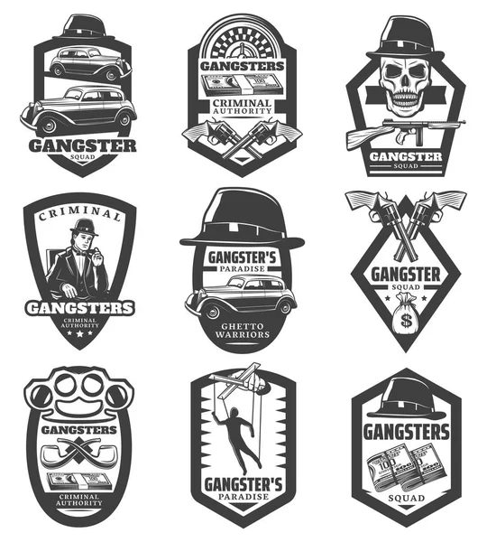 Vintage Mafia Emblems Set — Stock Vector