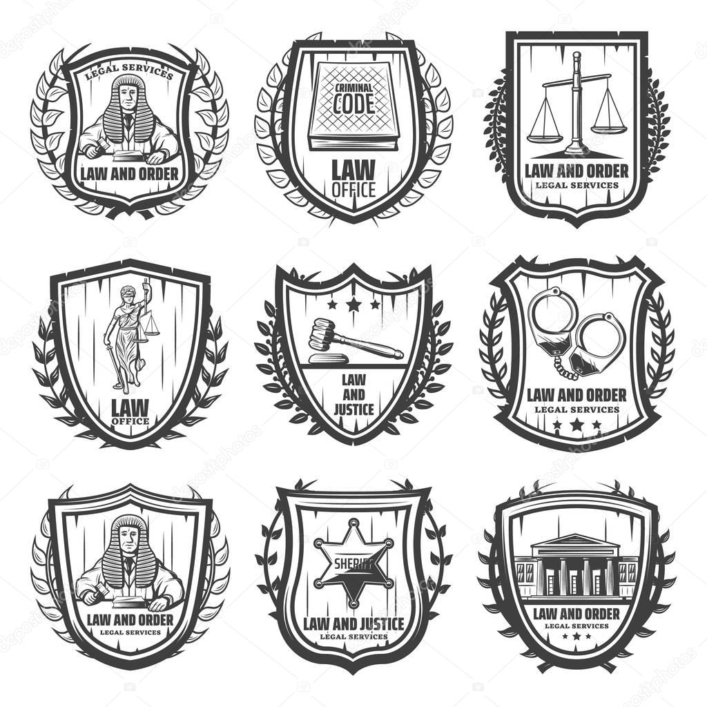 Vintage Justice Emblems Set